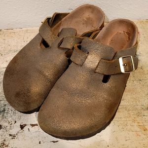 Birkenstock clog, gold/tan, size 37, women's size 7